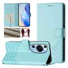 For Huawei P60 Art Honeycomb Embossing RFID Leather Phone Case(Mint Green) - 1