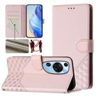 For Huawei P60 Art Honeycomb Embossing RFID Leather Phone Case(Pink) - 1