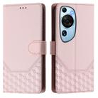 For Huawei P60 Art Honeycomb Embossing RFID Leather Phone Case(Pink) - 2