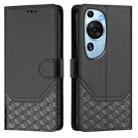 For Huawei P60 Art Honeycomb Embossing RFID Leather Phone Case(Black) - 2