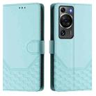 For Huawei P60 / P60 Pro Honeycomb Embossing RFID Leather Phone Case(Mint Green) - 2