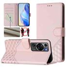 For Huawei P60 / P60 Pro Honeycomb Embossing RFID Leather Phone Case(Pink) - 1