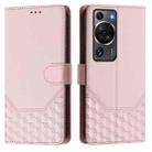 For Huawei P60 / P60 Pro Honeycomb Embossing RFID Leather Phone Case(Pink) - 2