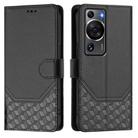 For Huawei P60 / P60 Pro Honeycomb Embossing RFID Leather Phone Case(Black) - 2