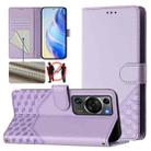 For Huawei P60 / P60 Pro Honeycomb Embossing RFID Leather Phone Case(Light Purple) - 1