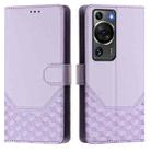 For Huawei P60 / P60 Pro Honeycomb Embossing RFID Leather Phone Case(Light Purple) - 2