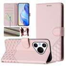 For Huawei Pura 70 Honeycomb Embossing RFID Leather Phone Case(Pink) - 1