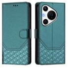 For Huawei Pura 70 Pro / Pura 70 Pro+ Honeycomb Embossing RFID Leather Phone Case(Peacock Green) - 2