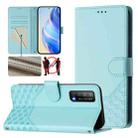 For Huawei Enjoy 20 SE / P Smart 2021 Honeycomb Embossing RFID Leather Phone Case(Mint Green) - 1