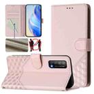 For Huawei Enjoy 20 SE / P Smart 2021 Honeycomb Embossing RFID Leather Phone Case(Pink) - 1