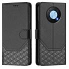 For Huawei nova Y90 Honeycomb Embossing RFID Leather Phone Case(Black) - 2