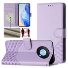 For Huawei nova Y90 Honeycomb Embossing RFID Leather Phone Case(Light Purple) - 1