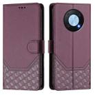 For Huawei nova Y90 Honeycomb Embossing RFID Leather Phone Case(Violet) - 2