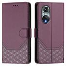 For Huawei nova 9 Honeycomb Embossing RFID Leather Phone Case(Violet) - 2