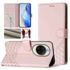 For Huawei nova 14 5G Honeycomb Embossing RFID Leather Phone Case(Pink) - 1