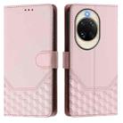 For Huawei nova 14 5G Honeycomb Embossing RFID Leather Phone Case(Pink) - 2