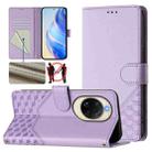For Huawei nova 14 5G Honeycomb Embossing RFID Leather Phone Case(Light Purple) - 1