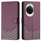 For Huawei nova 14 5G Honeycomb Embossing RFID Leather Phone Case(Violet) - 2