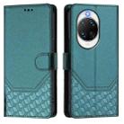 For Huawei nova 14 Pro 5G Honeycomb Embossing RFID Leather Phone Case(Peacock Green) - 2
