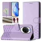For Huawei nova 14 Pro 5G Honeycomb Embossing RFID Leather Phone Case(Light Purple) - 1