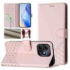 For Huawei Enjoy 80s Honeycomb Embossing RFID Leather Phone Case(Pink) - 1