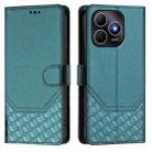 For Huawei Enjoy 80s Honeycomb Embossing RFID Leather Phone Case(Peacock Green) - 2