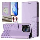 For Huawei Enjoy 80s Honeycomb Embossing RFID Leather Phone Case(Light Purple) - 1