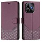 For Huawei Enjoy 80s Honeycomb Embossing RFID Leather Phone Case(Violet) - 2
