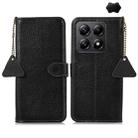 For Xiaomi 14T Genuine Leather Litchi Texture RFID Leather Phone Case(Black) - 1