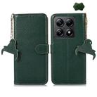 For Xiaomi 14T Pro Genuine Leather Litchi Texture RFID Leather Phone Case(Green) - 1