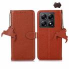 For Xiaomi 14T Pro Genuine Leather Litchi Texture RFID Leather Phone Case(Coffee) - 1