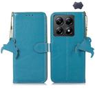 For Xiaomi 14T Pro Genuine Leather Litchi Texture RFID Leather Phone Case(Blue) - 1