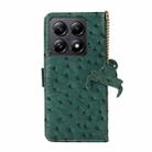 For Xiaomi 14T Ostrich Pattern Genuine Leather RFID Phone Case(Green) - 3