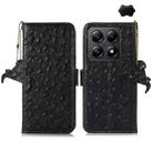 For Xiaomi 14T Ostrich Pattern Genuine Leather RFID Phone Case(Black) - 1