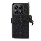 For Xiaomi 14T Ostrich Pattern Genuine Leather RFID Phone Case(Black) - 3