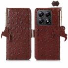 For Xiaomi 14T Pro Ostrich Pattern Genuine Leather RFID Phone Case(Coffee) - 1