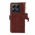 For Xiaomi 14T Pro Ostrich Pattern Genuine Leather RFID Phone Case(Coffee) - 3