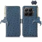 For Xiaomi 15T Pro 5G Ostrich Pattern Genuine Leather RFID Phone Case(Blue) - 1