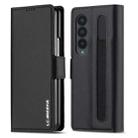 For Samsung Galaxy Z Fold4 LC.IMEEKE L1 Series Frosted Fine Texture PU Phone Case with Pen Slot, Pen Not Included(Black) - 1