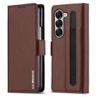 For Samsung Galaxy Z Fold5 LC.IMEEKE L1 Series Frosted Fine Texture PU Phone Case with Pen Slot, Pen Not Included(Black) - 1