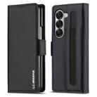 For Samsung Galaxy Z Fold6 LC.IMEEKE L1 Series Frosted Fine Texture PU Phone Case with Pen Slot, Pen Not Included(Black) - 1