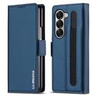 For Samsung Galaxy Z Fold6 LC.IMEEKE L1 Series Frosted Fine Texture PU Phone Case with Pen Slot, Pen Not Included(Blue) - 1