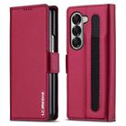 For Samsung Galaxy Z Fold6 LC.IMEEKE L1 Series Frosted Fine Texture PU Phone Case with Pen Slot, Pen Not Included(Red) - 1