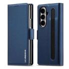 For Samsung Galaxy Z Fold7 5G LC.IMEEKE L1 Series Frosted Fine Texture PU Phone Case with Pen Slot, Pen Not Included(Blue) - 1