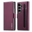 For Samsung Galaxy Z Fold7 5G LC.IMEEKE L1 Series Frosted Fine Texture PU Phone Case with Pen Slot, Pen Not Included(Purple) - 1