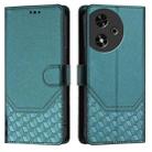 For Honor Play 50 Honeycomb Embossing RFID Leather Phone Case(Peacock Green) - 2