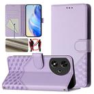 For Honor Play 50 Honeycomb Embossing RFID Leather Phone Case(Light Purple) - 1