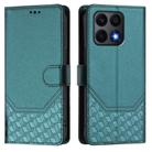 For Honor X8a / X8 5G / X6 4G / X6s 4G Honeycomb Embossing RFID Leather Phone Case(Peacock Green) - 2