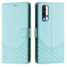 For Honor 20 / 20 Pro / 20S 4G Honeycomb Embossing RFID Leather Phone Case(Mint Green) - 2