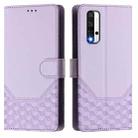 For Honor 20 / 20 Pro / 20S 4G Honeycomb Embossing RFID Leather Phone Case(Light Purple) - 2